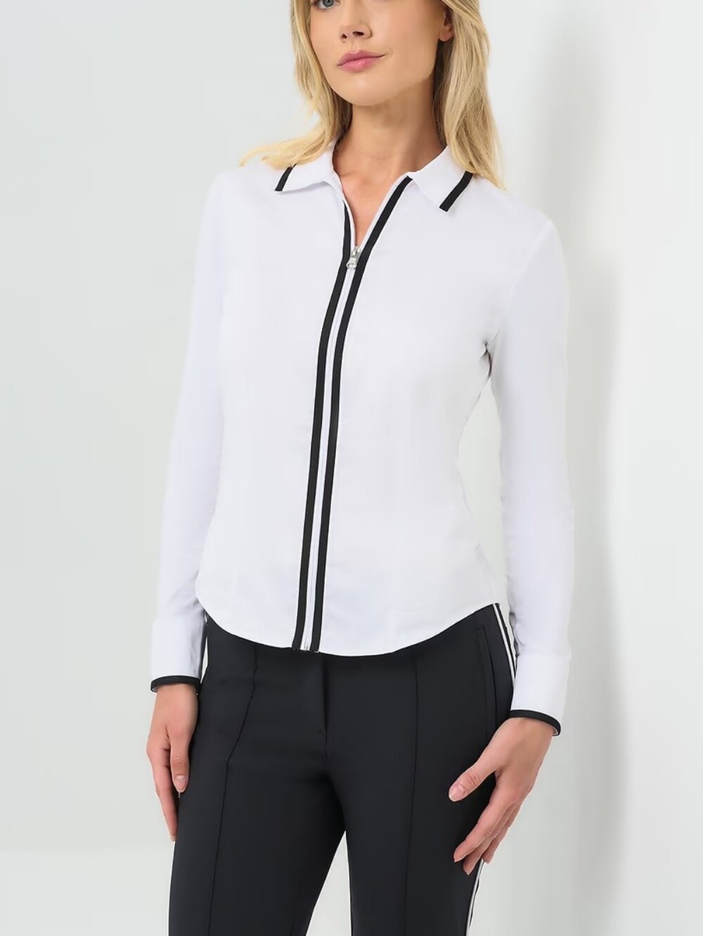 Anatomie Women's XL Bruna Collared Zip Top with Poplin Front New with Tags